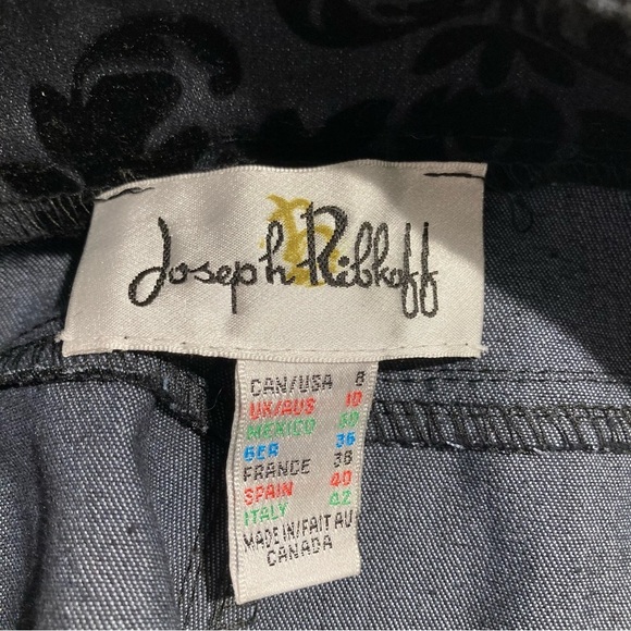 JOSEPH RIBKOFF Sz 8 Navy With Paisley Black Velvet Brocade Slim Trouser Pants - Picture 9 of 10